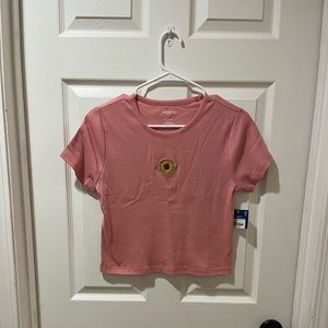 Pink shirt with embroidered sunflower NWT